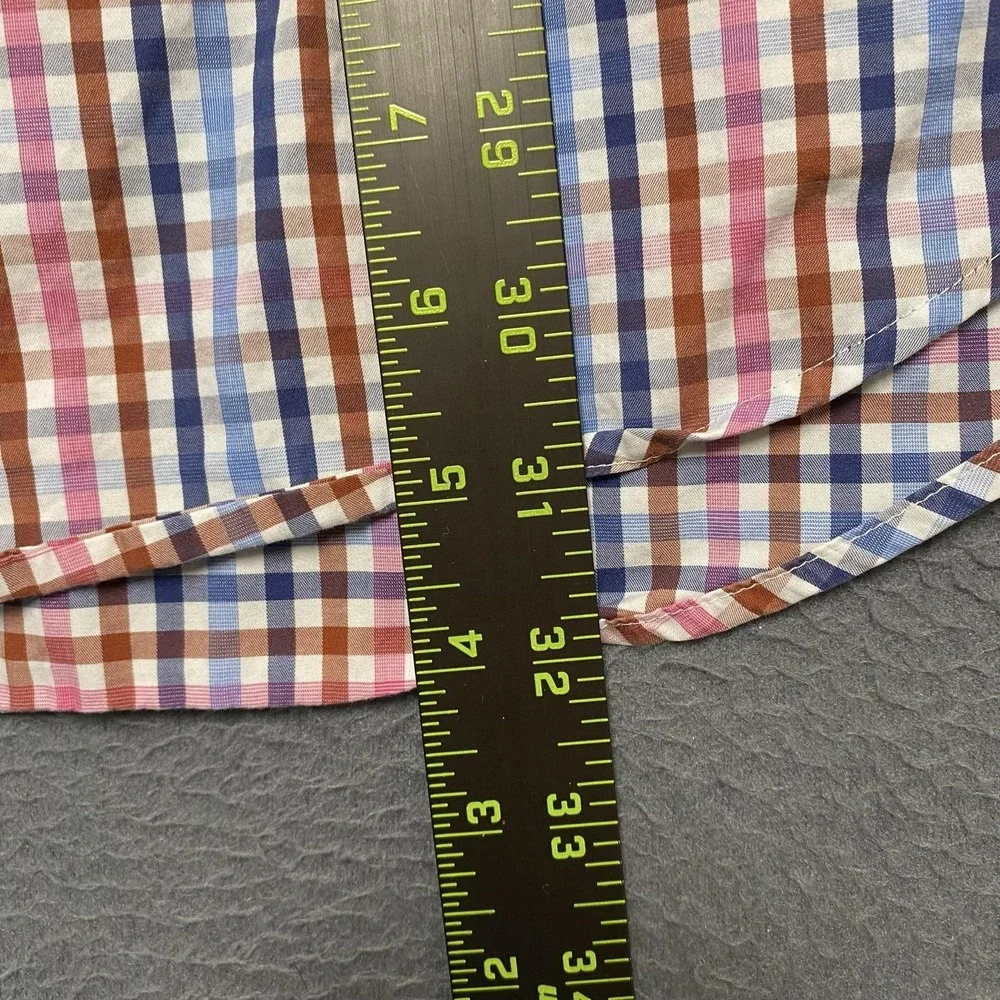 Peter Millar Shirt Mens XL Multicolor Check Short‎ Sleeve Button Down Casual